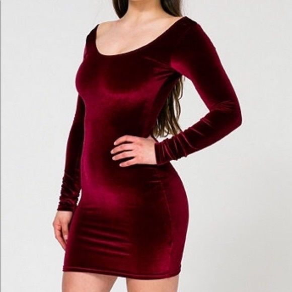 american apparel velvet bodycon dress | Dresses | American Apparel Red Workwear Style Purple, orange, cascading bridal Size:5 - 6 Year Wine Red Stretch
